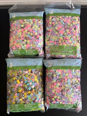 Multicolor Confetti 4 Pack Paper Pastel Birthday Party 3 Oz Bags Colorful